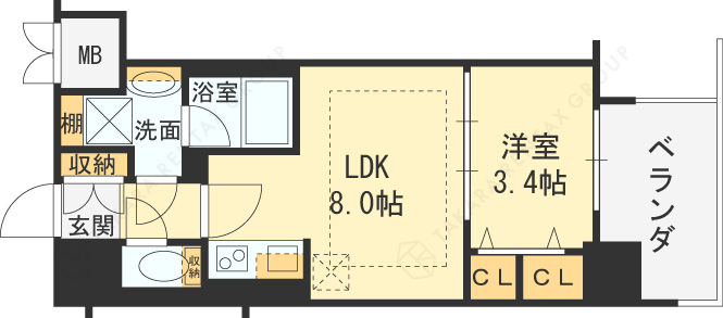 アーバネックス西天満-1LDK(88170975)の間取り図