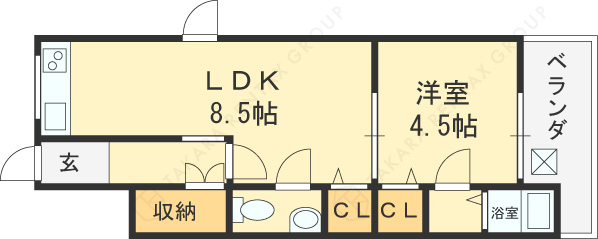 花荘-1LDK(97174311)の間取り図