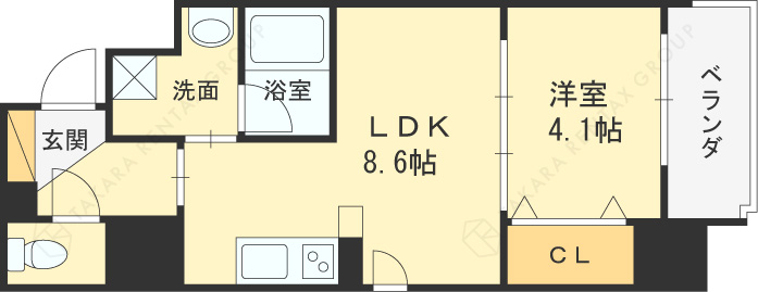 アザレア梅田-1DK(86185564)の間取り図