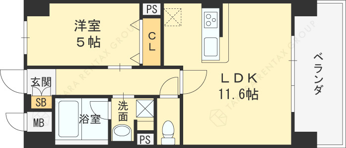 ブル　フォルトゥーナ扇町-1R(93780985)の間取り図