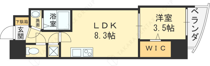 セレニテ梅田ルフレ-1LDK(93815440)の間取り図