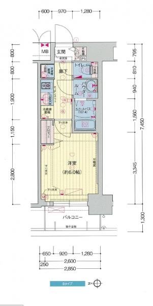 プレサンス梅田東グラッド-1K(92179473)の間取り図