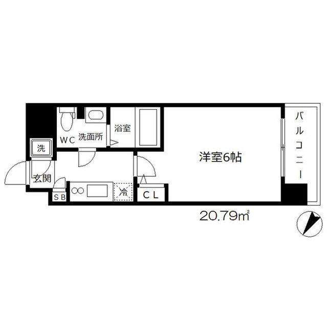 エスリード梅田グランノース-1K(112268087)の間取り図