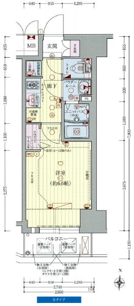 プレサンス梅田Ⅱ-1K(85324015)の間取り図
