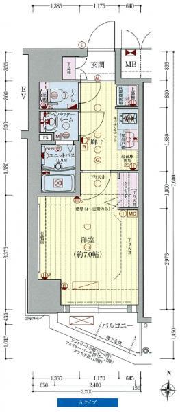 プレサンス梅田Ⅱ-1K(85324136)の間取り図