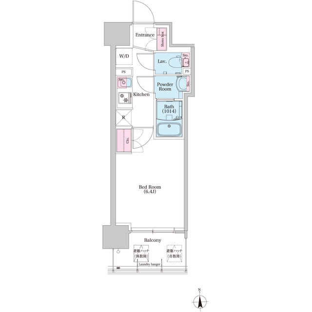 ＢＰＲレジデンス新梅田-1K(85649287)の間取り図