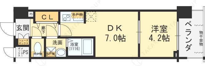 レオンコンフォート梅田北-1DK(86201235)の間取り図