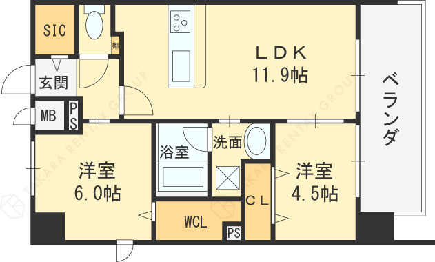 シンセリティ大淀-2LDK(86094074)の間取り図