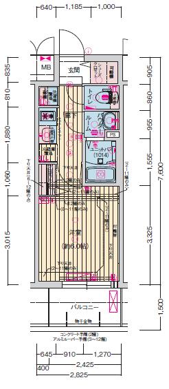 プレサンス梅田ヴェルテ-1K(86332882)の間取り図
