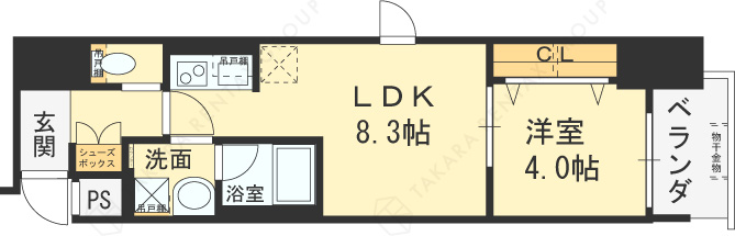 コンフォリア西天満-1LDK(93773091)の間取り図