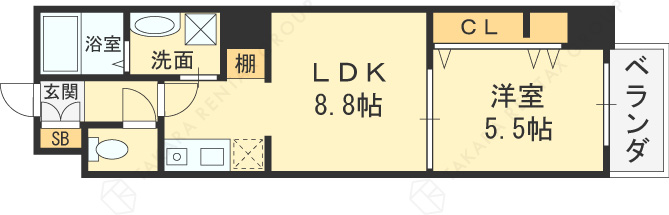 ＣＩＦＩ大阪天満-1LDK(102050341)の間取り図