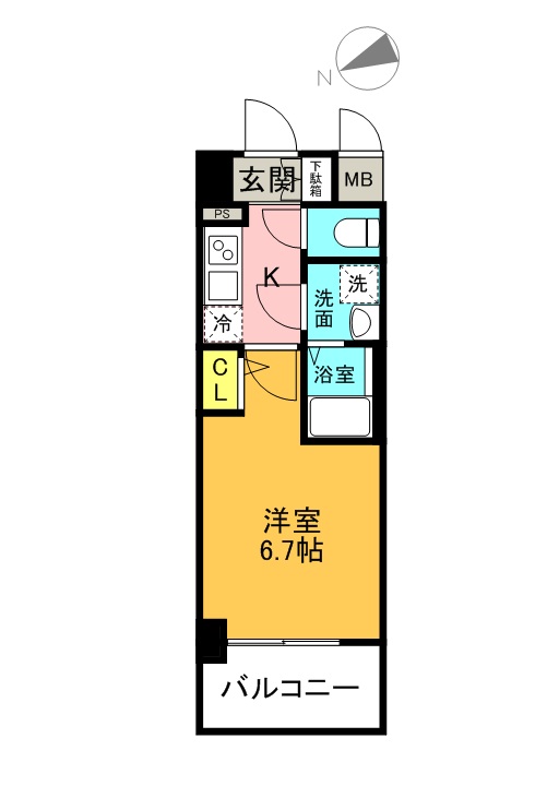 エスリード大阪梅田ＷＥＳＴ-1K(96855817)の間取り図