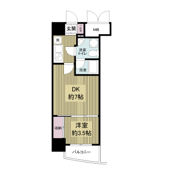 ＡＰＲＩＬＥ南森町-1DK(96638070)の間取り図