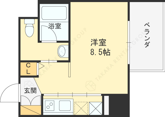イノセント堂山-1R(87352950)の間取り図