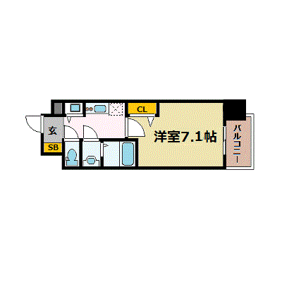 プレサンス野田阪神駅前ザ・ファースト-1K(87845826)の間取り図
