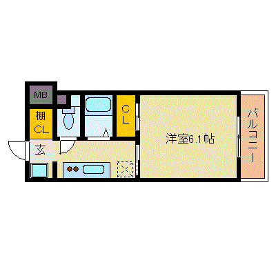 ル・パルトネール梅田北-1K(95761492)の間取り図