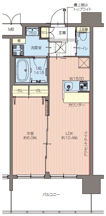 Ｄｉｍｕｓ福島-1LDK(112564466)の間取り図