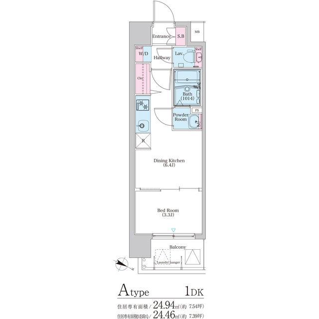 ＢＰＲレジデンス天満橋-1DK(88779286)の間取り図