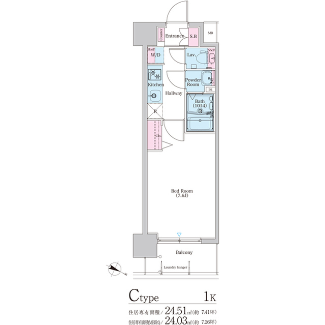 ＢＰＲレジデンス天満橋-1K(88779237)の間取り図