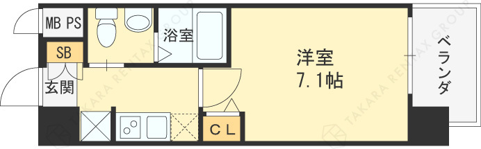 エグゼ天神橋-1K(112478030)の間取り図