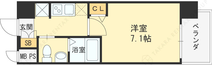 エグゼ天神橋-1K(110777535)の間取り図
