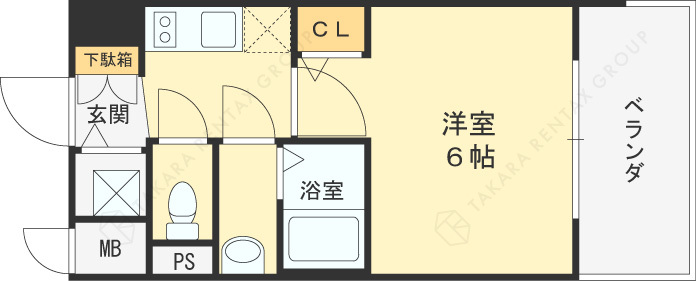 エスリード大阪梅田リュクス-1K(97036787)の間取り図