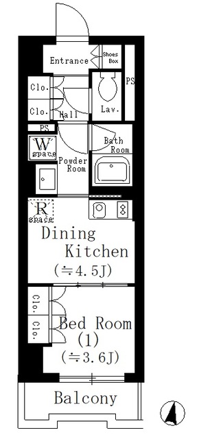 エル・セレーノ大阪天神橋-1DK(88924499)の間取り図