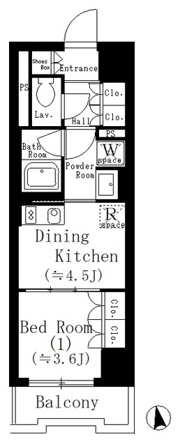 エル・セレーノ大阪天神橋-1DK(88924510)の間取り図