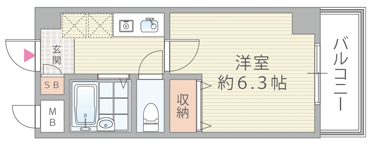 おおきに北梅田サニーアパートメント-1K(99446358)の間取り図