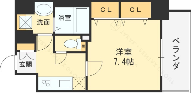 パークフラッツ野田阪神駅前-1K(102709278)の間取り図
