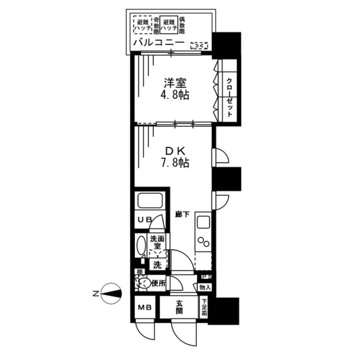 ザ・パークハビオ天満橋-1DK(111157950)の間取り図