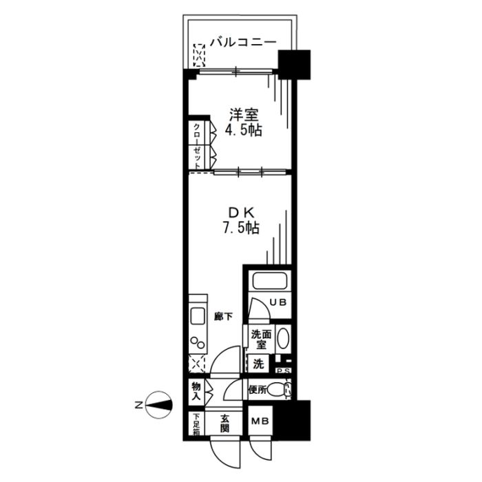 ザ・パークハビオ天満橋-1DK(96814253)の間取り図