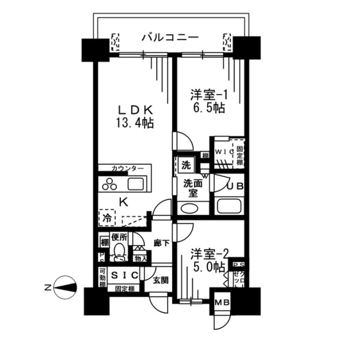 ザ・パークハビオ天満橋-2LDK(99030661)の間取り図