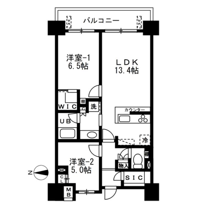 ザ・パークハビオ天満橋-2LDK(101951075)の間取り図