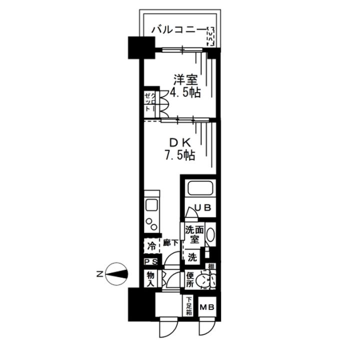 ザ・パークハビオ天満橋-1DK(105276868)の間取り図