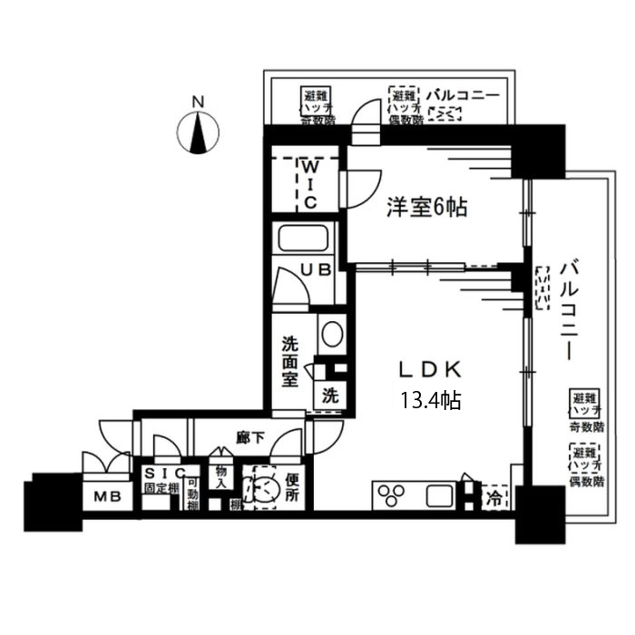 ザ・パークハビオ天満橋-1LDK(110559845)の間取り図