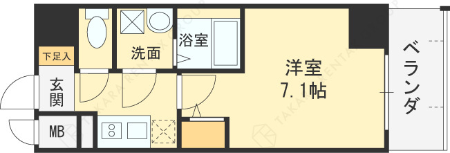 サムティ福島Ｒｕｆｌｅ-1K(97003543)の間取り図