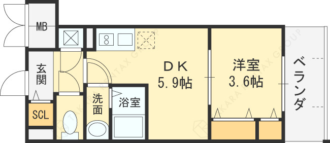 サムティ福島Ｒｕｆｌｅ-1K(99708269)の間取り図
