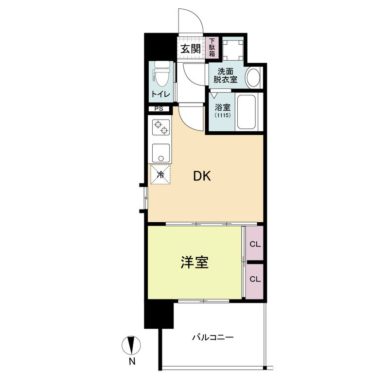 プライマル南森町（旧ビガーポリス４１５松ヶ枝町Ⅲ）-1DK(99697491)の間取り図