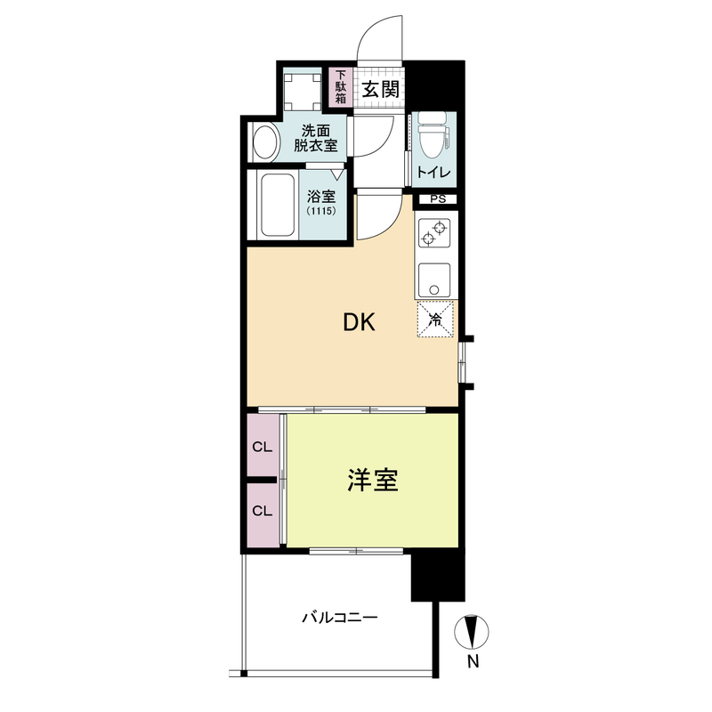 プライマル南森町（旧ビガーポリス４１５松ヶ枝町Ⅲ）-1DK(99697507)の間取り図