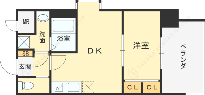 プライマル南森町（旧ビガーポリス４１５松ヶ枝町Ⅲ）-1DK(99697501)の間取り図