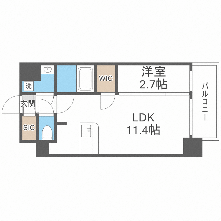 アプリーレ中之島-1LDK(112149576)の間取り図