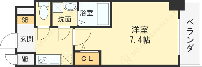 アプリーレ中之島-1K(110801057)の間取り図