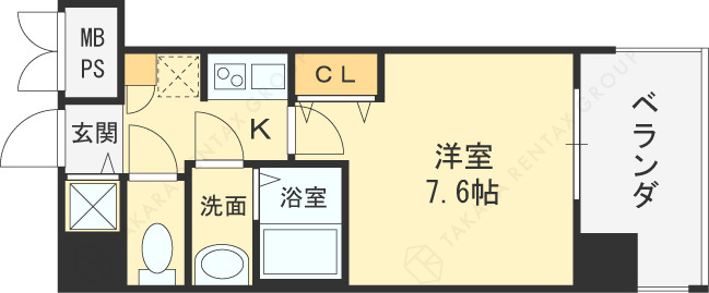 スプランディッド中之島ＷＥＳＴ-1K(99685391)の間取り図