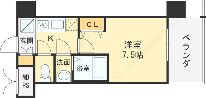 スプランディッド中之島ＷＥＳＴ-1K(91603220)の間取り図