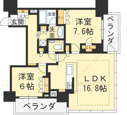 グランドメゾン新梅田タワー　ＴＨＥ　ＣＬＵＢ　ＲＥＳＩＤＥＮＣＥ-2LDK(112037668)の間取り図