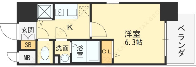 エスリードレジデンス大阪福島-1K(92149110)の間取り図