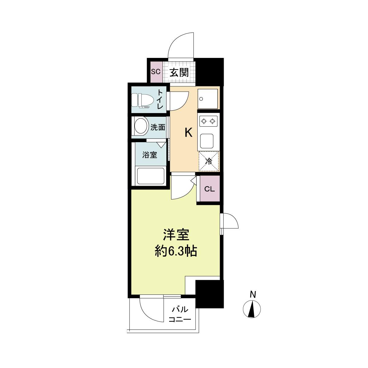 ジオエント福島野田-1K(105264864)の間取り図