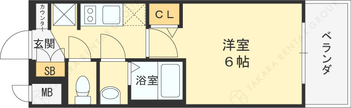 グランカリテ北梅田-1K(92444764)の間取り図