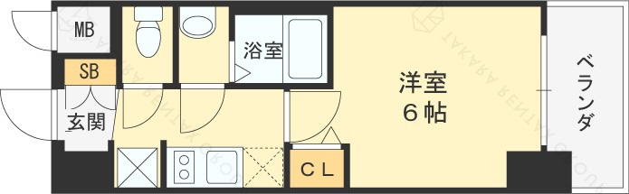 グランカリテ北梅田-1K(92430760)の間取り図
